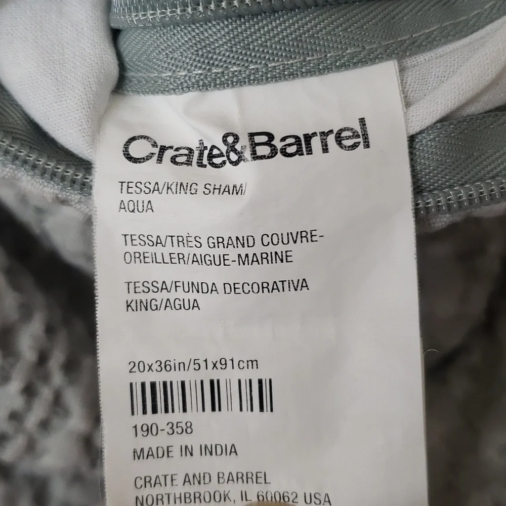 Crate&Barrel TESSA King Pillow Shams Set of 2